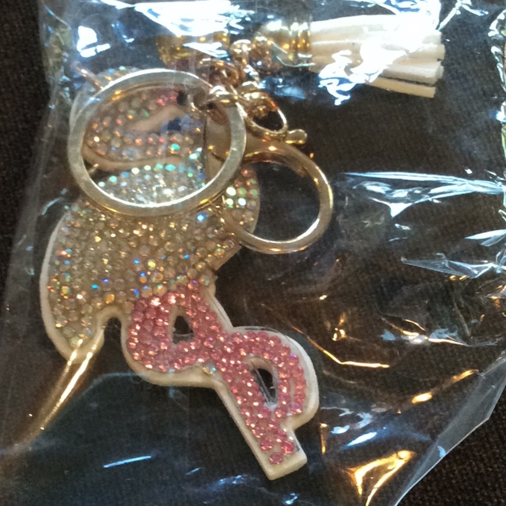 Puffy rhinestone flamingo key chain, purse charm. - Picture 7 of 7